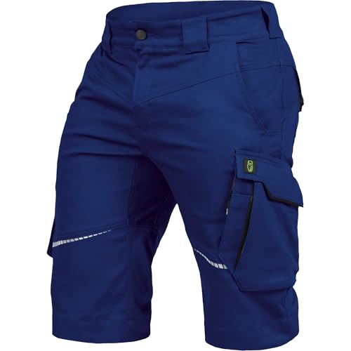 Leibwächter Arbeitsshorts Herren Flex Line Kornblau – Größe 54 – Robuste Cargo Hose mit Taschen – Handwerker Shorts – Berufsbekleidung – Multifunktionshose mit Reflektoren