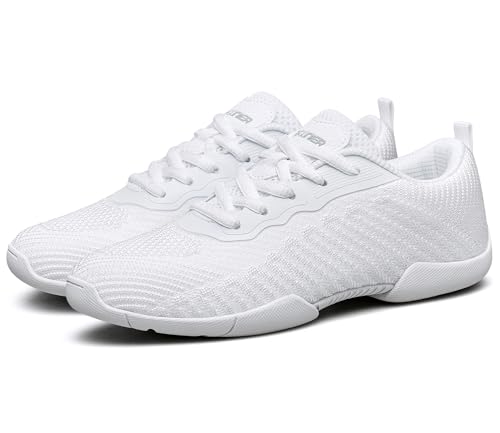 TUOTOM White Cheer Shoes for Girls Youth Cheerleading Shoes Breathable Competition Athletic Training Dancing Hip Hop Walking Sneakers 7