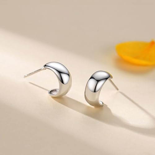 Argent 925 boucles d'oreilles clou à la finition polie miroir