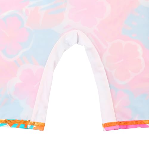 Image of TFJH E Short Sleeve Girls Swimsuits UV 50+ One Pieces Zipper 2-14Y | From beach vacations and pool parties to cruises and water parks, this colorful floral swimsuit is her summer favorite