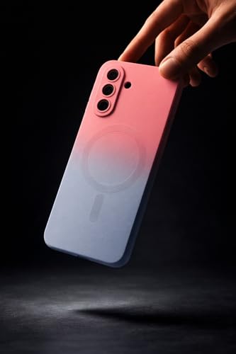 Image of amazon basics Gradient Mag-Safe Case for Samsung Galaxy A17 / M17 / F17 5G | Soft Silicone Shockproof Cover with Camera Protection | Slim Lightweight Design | Smooth Touch & Durable - Pink & Blue