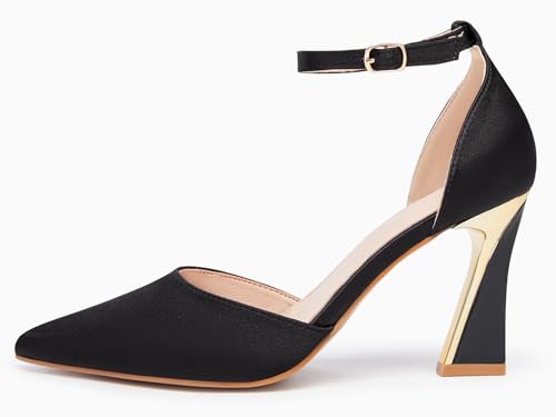 Image of Juliet Holy Womens Pumps Point Closed Toe Heels Buckle Ankle Strap D'Orsay Heeled Sandals