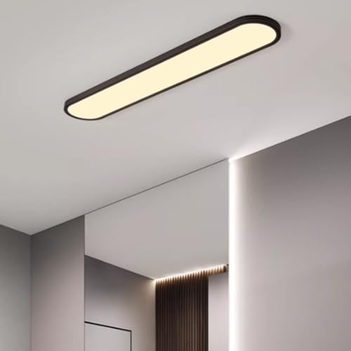 TZSMUM Slim LED Ceiling Light Long Strip Modern Minimalist Ceiling Lamps3000K/4000K/6000K Ceiling Lighting Three Colour Temperatures Ceiling Light Kitchen Home Office Hallway (60cm,Black Warm Light)