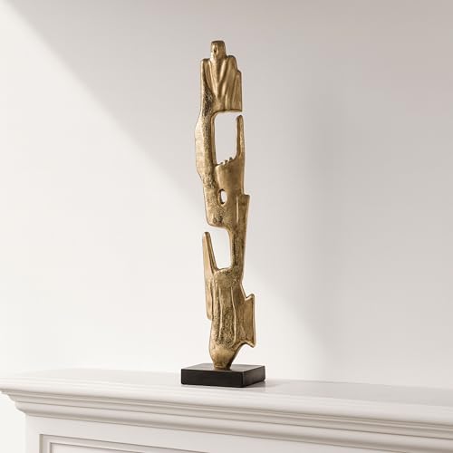 Escultura Moderna Metálica en Base Acrílica Dorada 32"