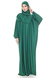 Prayer Dresses for Women Muslim Outfits Abaya One-Piece Niqab Burka Hijab Islamic Prayer Rug & Beads, Islamic Set (Green, Free Size)