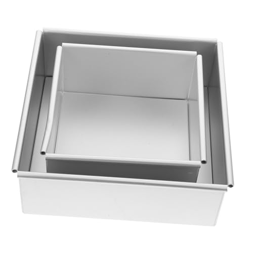 STOBAZA 2-piece Non-stick Square Chiffon Cake Molds Oven Baking Pan Removable Bottom Mousse Cake Multifunctional Baking Accessory