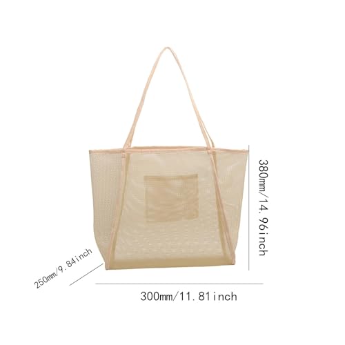 Mesh Beach Tote with Pocket for Fishing Vacation Picnic Swimming Pools Shopping4
