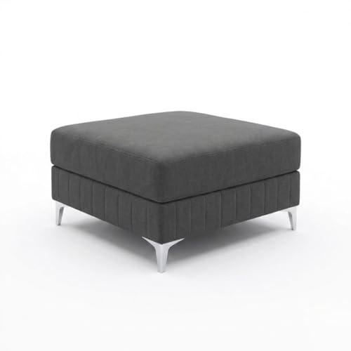 Image of Amelia Rich 5 Seater L Shape Sofa Set with Movable Ottoman | Flexible Layout | Spacious Soft Touch Seating | Modern Sofa for Living Room (Dark Grey)