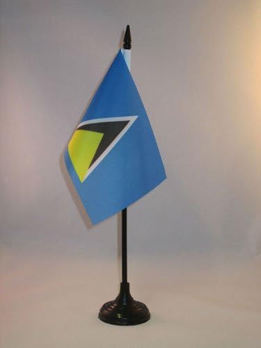 AZ FLAG, Saint Lucia Table Flag 4'' x 6'', Saint Lucian Office Mini Banner 100% Polyester 15 x 10 cm