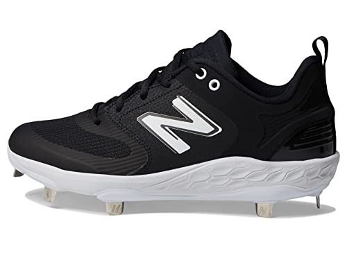 New Balance Women's Fresh Foam Velo V3 Softball Shoe, Black/White, 6