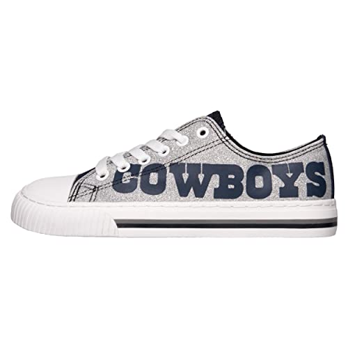 image for FOCO Dallas Cowboys NFL Womens Glitter Low Top Canvas Shoes - 7