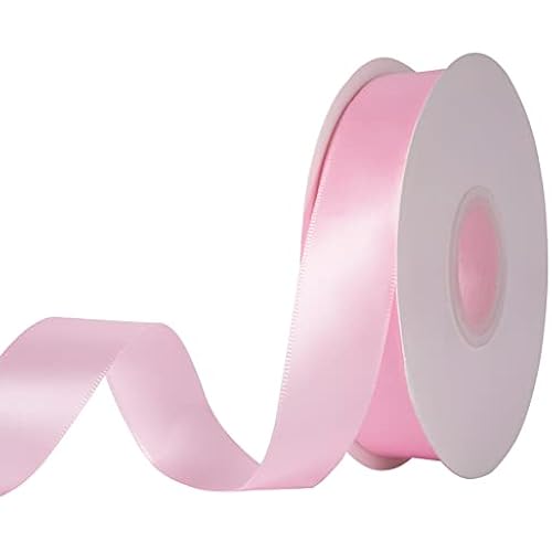1 inch（2.54cm Wide x 50 Yards Double Faced Pink Polyester Satin Ribbon for Gift Wrapping,Wedding Decoration, Bows Making, Sewing, DIY Crafts