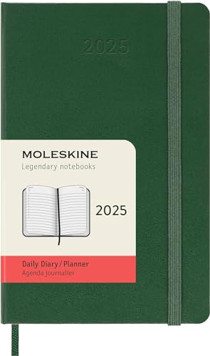 Moleskine Agenda quotidien 2025 couverture rigide, vert sauge