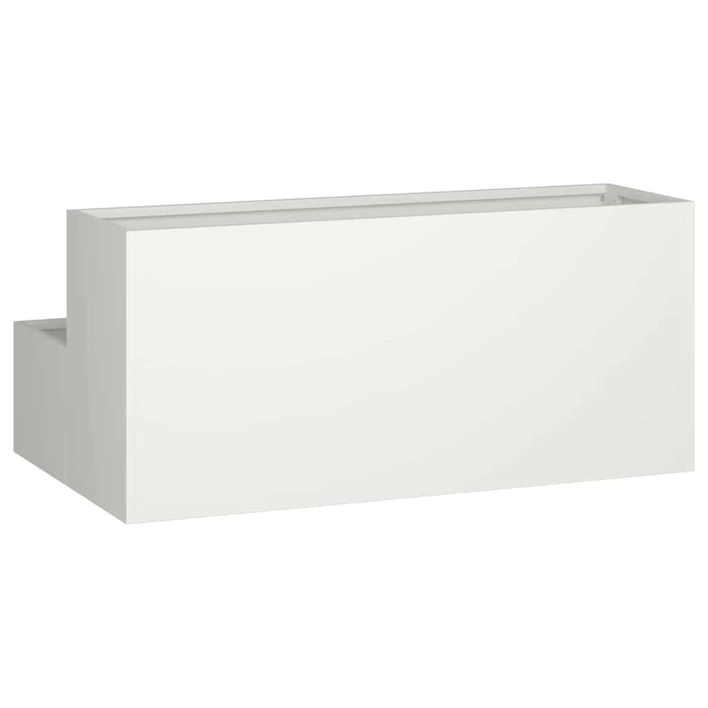 Doniczka ogrodowa Biała 100 x 60 x 45 cm Stal zimnogięta Odporna na warunki atmosferyczne do patio tarasu nowoczesna metalowa donica