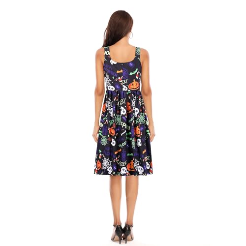 Image of Sister Amy Girl Printed Elastic Sleeveless Shaping Breathable Camisole Skater Dress