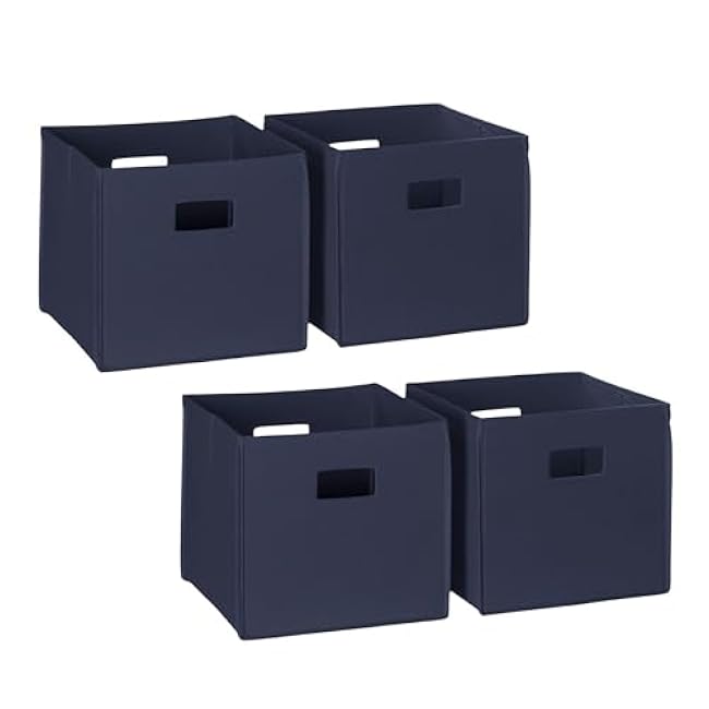 RiverRidge Folding Storage Bins with Handles Olive Cube Storage Organizer for Closet, Bedroom & Playroom - Closet Organizers and Storage Set of 2