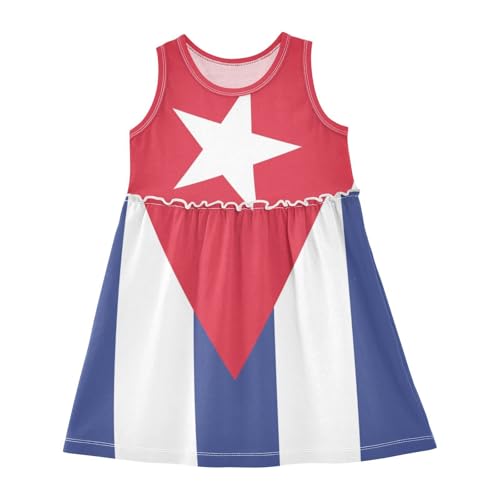 Aflyko Patriot Girls Sleeveless Dress Cuba Flag Adorable Tank Play Sundress 2T-8T