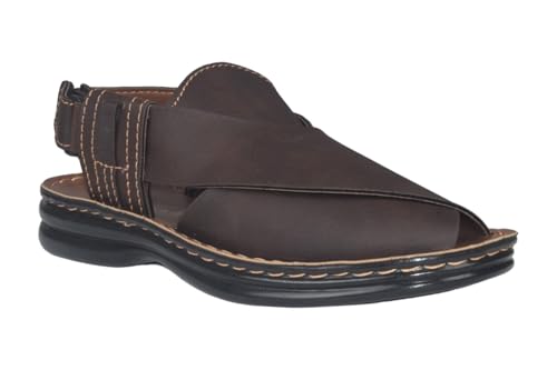 Image of eco-soft Men's Ethnic Synthetic Leather Peshawari Slip On Sandal | Shoes for Wedding|Party|Occasions|Fashion|Stylish|Outdoor|Lightweight|Shoes with TPR Sole