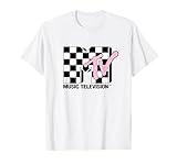 MTV Music Television Retro 80's Pink Neon Checkerboard Logo T-Shirt