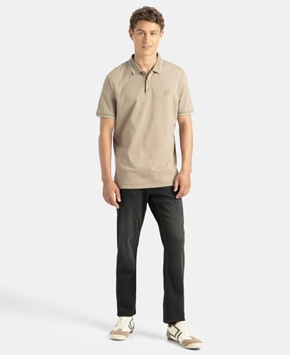 Image of Jockey 3911 Men's Super Combed Cotton Rich Solid Half Sleeve Polo T-Shirt (Logo Design May Vary)