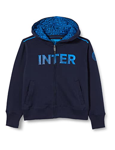 Inter Felpa Bambino Cappuccio e Full Zip in French Terry, Navy, 6