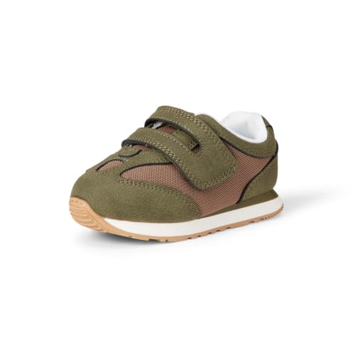 Amazon Essentials Unisex Toddlers' Hook & Loop Athletic Sneakers, Olive/Brown, 4 Toddler - image 1