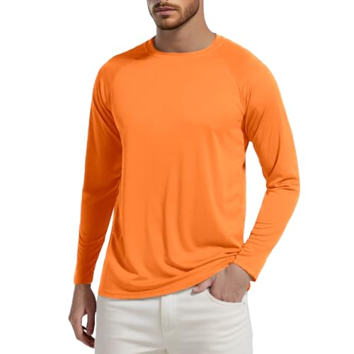 YOSUWOAI Camiseta de manga larga para hombre, protección solar, para senderismo, surf, pesca, verano, ligera, transpirable, capa base 50+ UV, camiseta de verano para playa, deportiva, con cuello