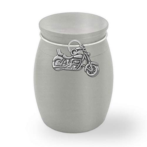 Photojewelrymaking Small Mini Motorcycle Biker Keepsake Memorial Ashes Holder Container Jar Vial Brushed Stainless Steel Cremation Funeral Urn