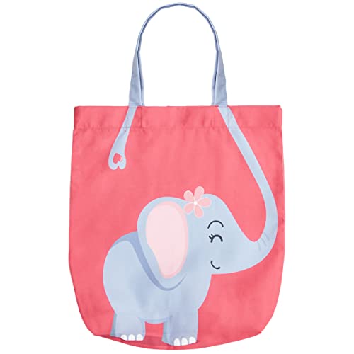 Ecrou Sac en toile de jute avec motif éléphant, sac à provisions, sac en tissu pliable, sac de transport imprimé numérique, 50 x 45 cm, rose, Rose, Minimal Cover
