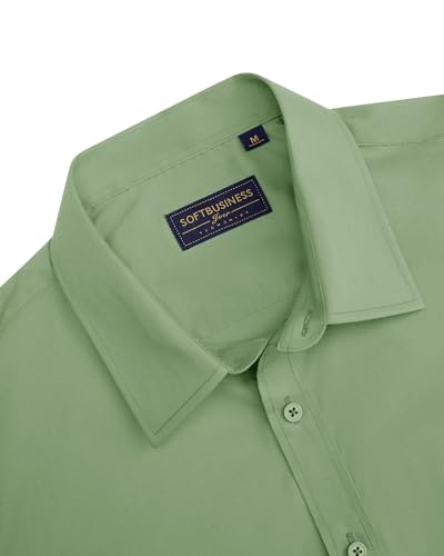 Image of J.VER Men's Short Sleeve Dress Shirts Stretch Stain Shield Casual Button Down Shirts Solid Formal Shirt