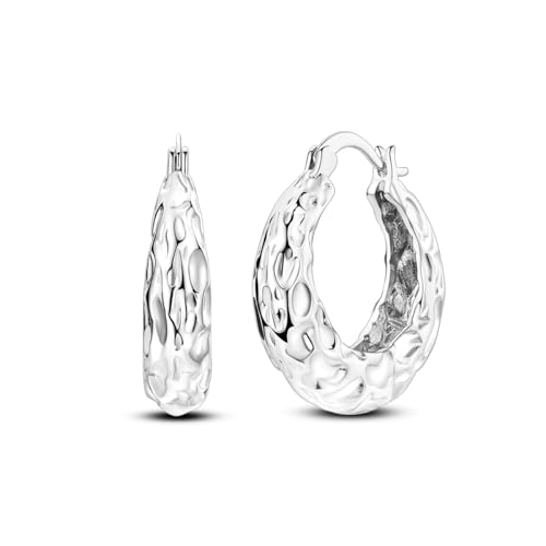 Boucles d'oreilles créoles épaisses Parmuz en argent 925 avec zircon