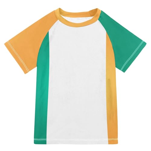 Aflyko Patriot Boys' Swim Shirt Flag of Ireland Rash Guard Beachwear Sun Protection Fishing Hiking Camping Surfing Swimming Toddler Infant Summer Daily T-Shirt, 4T Multicoloured