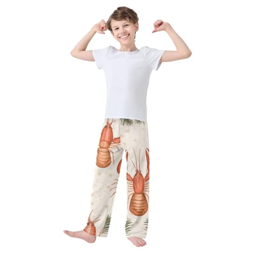 ZZXXB Lobster Pine Branch Boys Long Pants Soft Trousers Elastic Waist Kids Lounge Bottoms with Pockets S-XL3