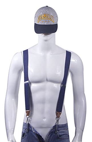 Image of Mens Suspenders with 3 Swivel Hooks Belt Loops 1.4 Inch Wide Heavy Duty Adjustable Braces