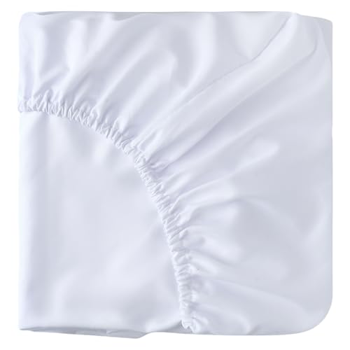 Image of HBHLFZ Crib Sheets for Boys, Girls, 28x52 Inch Fitted Crib Sheet - 8 Inch Deep Pocketed Fixed Sheet - Soft and Comfortable Microfibre - Fits Standard cot and Toddler mattresses, White