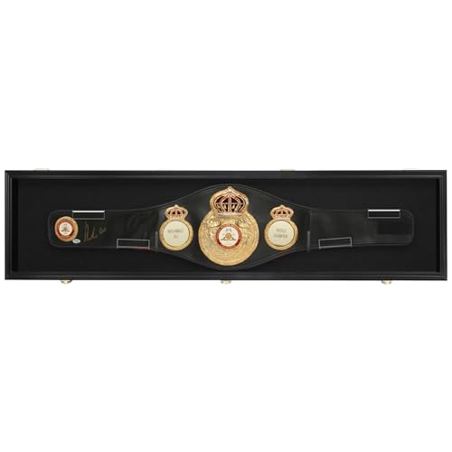 54 Wrestling Championship Title Belt Display Case Boxing Belt Wall Mount Display Case Shotgun Cabinet Belt Buckle Shadow Box W/98% UV Acrylic Door Lockable Black Background Black Frame
