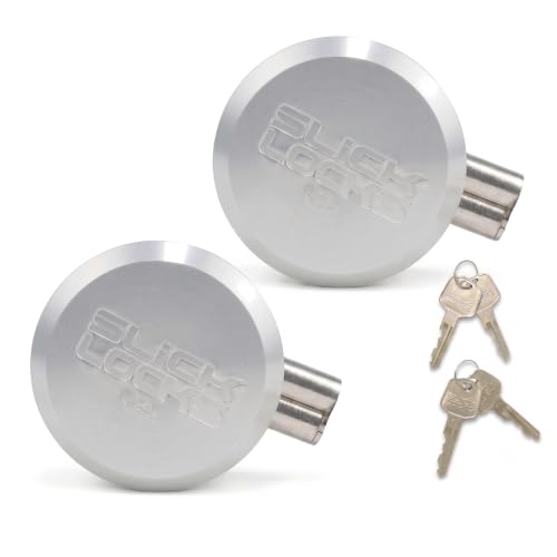 Slick Locks 2-Pack Aluminum Hockey Puck Lock Set AL-PL-2 | Keyed Alike with 4 Keys | 2-7/8 O.D. | Compatible with All Slick Locks Brackets | Van & Cargo Door Security