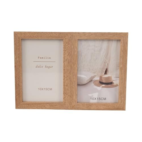 LIN HOME Marco de Fotos Doble Plegables 10x15 Doble para 2 Fotos - Marcos de Madera con Diseño Sencillo Multiusos para Dos Fotos