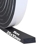Storystore Dichtungsband Selbstklebend, Schaumstoff Dichtungsband 25 mm(B) x10 mm(D), Moosgummi selbstklebend für Tür Fenster, türdichtung, wetterfest, Anti-Kollision, Schalldämmung, Gesamtlänge 5 m