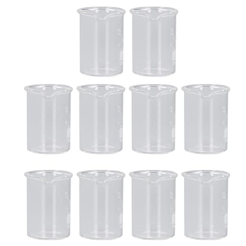 FTVOGUE 10 Precipitados de Vidrio, 25 Ml de Capacidad con Escamas, Vidrio de Borosilicato, Ideal para Proyectos de Laboratorio y Cocina