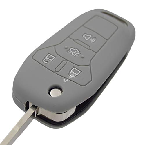 Image of Silicone Rubber Key Fob Cover Protector for Ford Fusion Explorer (Flip Key) N5F-A08TAA 164-R7986 5924003 4 Button Remote Control