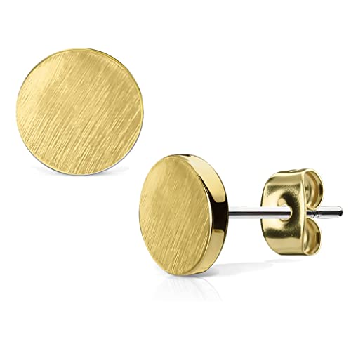 Bungsa goldenes OHRSTECKER SET rund gebürstet - EDELSTAHL Ohrstecker in...