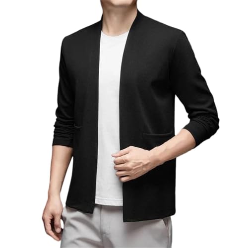 Men's Business Casual Knitted Long Sleeved Solid Color Sweater Cardigan Comfortable