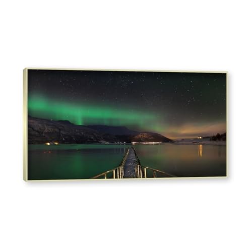 Tableau aurore boréale verte pour illuminer un mur sombre de chambre à coucher