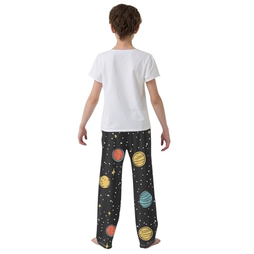 ZZXXB Space Planets Pattern Boys Long Pants Soft Trousers Elastic Waist Kids Lounge Bottoms with Pockets S-XL3