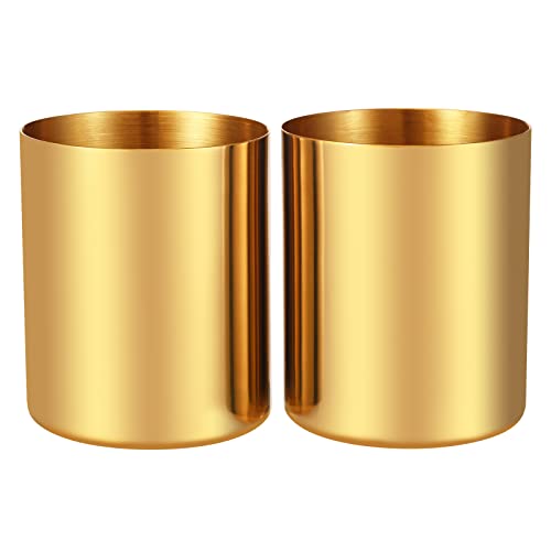 ORGPRO 2 Stück Stiftehalter, Schreibtisch-Organizer, Tischvasen, Blumentopf, Make-up-Pinselhalter, aus Edelstahl, goldfarben gold Cover