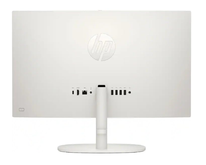 Image of HP 21.5 inch FHD All-in-One Desktop Computer, Intel Quad-Core Processor, 8GB DDR5 RAM 640GB Storage (128GB UFS+512GB Docking Set), Windows 11, Wired Keyboard and Mouse, NLY Earphones, Cashmere White