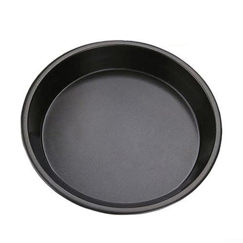 Gdfnmogo Teglia rotonda per pizza antiaderente, adatta al microonde, in acciaio al carbonio, per base croccante, 15-25 cm, colore nero