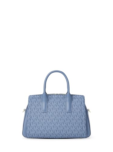Image of Michael Kors Laila Small Satchel, Gold-Tone Hardware /Tonal MK Signature Coated Twill /French Blue