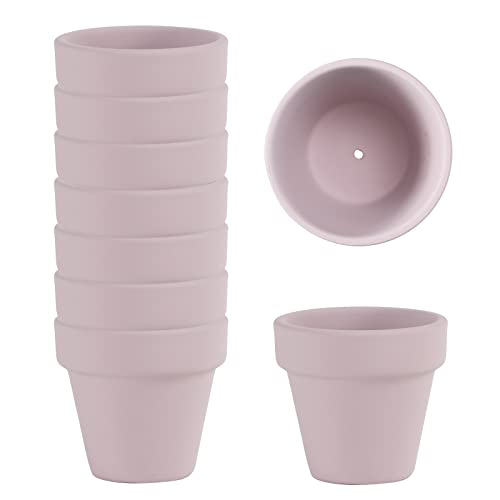 Fcacti 9 Pcs Small Mini Pink Clay Pots 2.1'' Terracotta Pot Clay Ceramic Pottery Planter Cactus Flower Pots Succulent Nursery Pots- Great for Window...